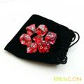 Bescon Polyhedral 7-Die Red Nebulous Dice Set Role Playing Dice Set D4-D20 in Velvet Bag Packing