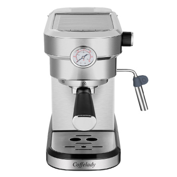 Stainless steel coffee maker with pressure meter