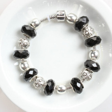 Black beads Pandora stainless steel bracelet