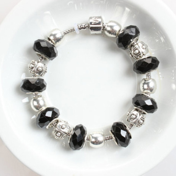 Black beads Pandora stainless steel bracelet