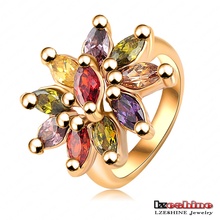 Multicolor zircão anel de flor de cristal (ri-hq0012)