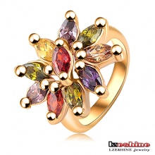 Multicolor Zircon Crystal Flower Ring (Ri-HQ0012)