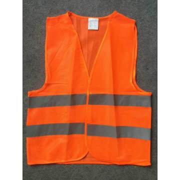 Yj-5007 Orange Red Polyester Reflective Hi Vis Safety Vest with Reflective Tape