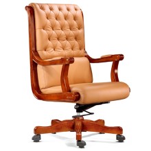 Button Tufted Beige Adjustable Office Chair