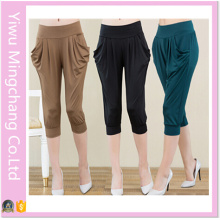 2016 Hot Sale Plus Size Alto Elestic Leche Seda 3/4 Harem Pantalones para 150kg Mujer