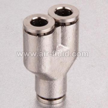 Equal Y Connector Nickel Plated Brass Push in Fittings