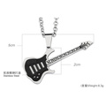 Amateurs de musique de couleur noire en acier inoxydable acier flottant guitare pendentif bijoux