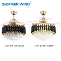 Luxury crystal chandelier 70w black gold ceiling fan