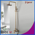 Fyeer Exposed Bathroom Antique Brass Rainfall Shower Set