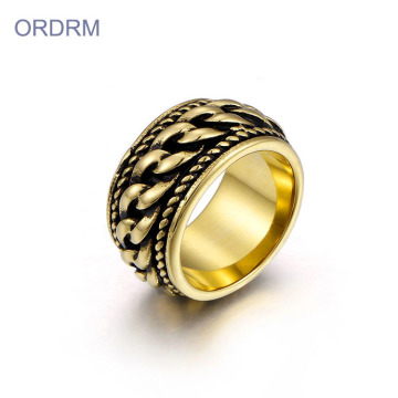 Punk Stainless Steel Mens Gold Chain Ring Jewelry