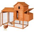 80in Outdoor Wooden Chicken Coop Multi-Level Hen House