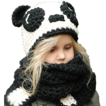 panda cotton  hat crochet bib warm two-piece cap Europe and America autumn and winter men and women baby hat