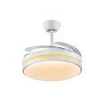 Ventilador de teto branco com lâminas e luz LED