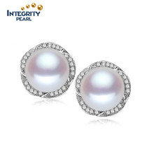 AAA 8-9мм кнопки пресной воды высокого качества серьги перлы ювелирные изделия