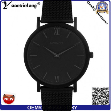 YXL-372 hombres promocionales cuarzo reloj acero inoxidable caso Dw estilo muñeca reloj cara negra dama reloj fábrica de cuero de