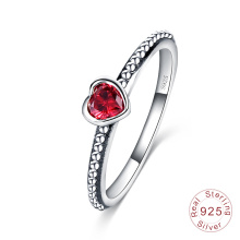 Anillo de plata antigua de la vendimia mujeres del amor del corazón del embutido (SRI0024-B)