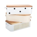 Modern bread box with bamboo lid factory BSCI