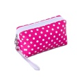 Custom Logo Luxury Cute Polka Dots PU Makeup Cosmetic Case Bag