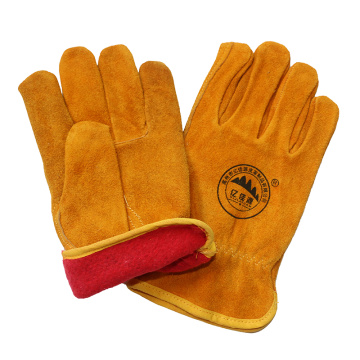 Winter Leather Safety Driver Working Gloves with Full Lining