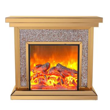 Mirrored glass electric fireplace