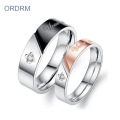 Aço inoxidável Jóias Cubic Zirconia Wedding Ring Set