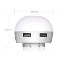 High Brightness Warm White Us EU UK Plug LED Night Light com Sensor de luz Dual USB Charger for Bedroom Home