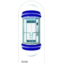 Ascensor de pasajeros panorámico en forma de U con cabina de vidrio