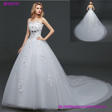 Beauty Prom Lace Handmade Floor Length Tulle Ball Gown Bridal Wedding Dress