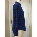 Damen Navy Plaid Langarmhemd