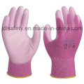 Gants de travail en Nylon rose avec paume PU enduit (PN8004P)