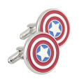 Superhero Captain America Silver Cufflinks Set