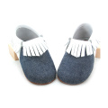 Chaussures de berceau élastiques semelle en cuir souple bébé mocassins