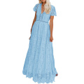 Women's V Neck Floral Lace Maxi Dress