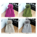 Настроить настоящий мех POM POM Hand Knitted Hat Зимняя шапка