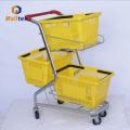 Zinc Plated Three Basket Retail Store Basket Trolley