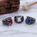 Edelstahl Dragon Claw Ring mit Rubin Stein