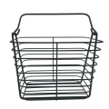 Black iron wire storage basket with handles