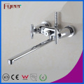 Fyeer Double Handle Long Spout Brass Bath Faucet with Diverter