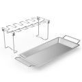 Steel grill chicken leg rack with drip pan