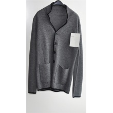 Homens 100% lã inverno malha Cardigan com botão e bolso