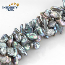 7-8mm Keshi Pearl Cadena Natural Plata Gris Perla Strand