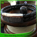 men's jewelry stainless steel chain black leather bracelet