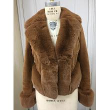 Casaco feminino de camurça shearling de inverno