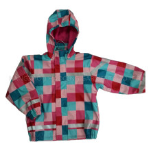 Farbenfrohe Kapuzen Check PU Jacke/Regenjacke