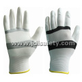 White/Black Nylon Work Glove with PU Palm Coated (PN8114)