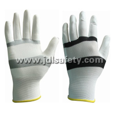 White/Black Nylon Work Glove with PU Palm Coated (PN8114)