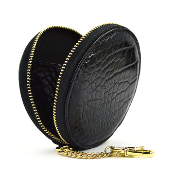 Femmes authentique Round Pu Leather Zipper Coin Purse