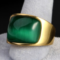 Men Dance Gold Big Gemstone Ring