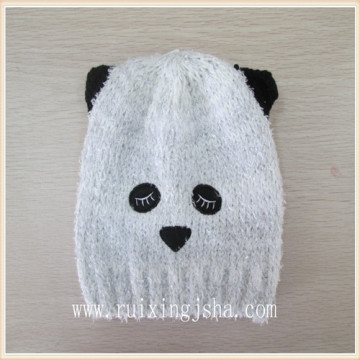 Панда малышей вязаный животных шляпы черный аппликации детей шляпы