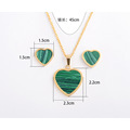 Fashion Malachite Heart Shape Wedding Jewelry Set